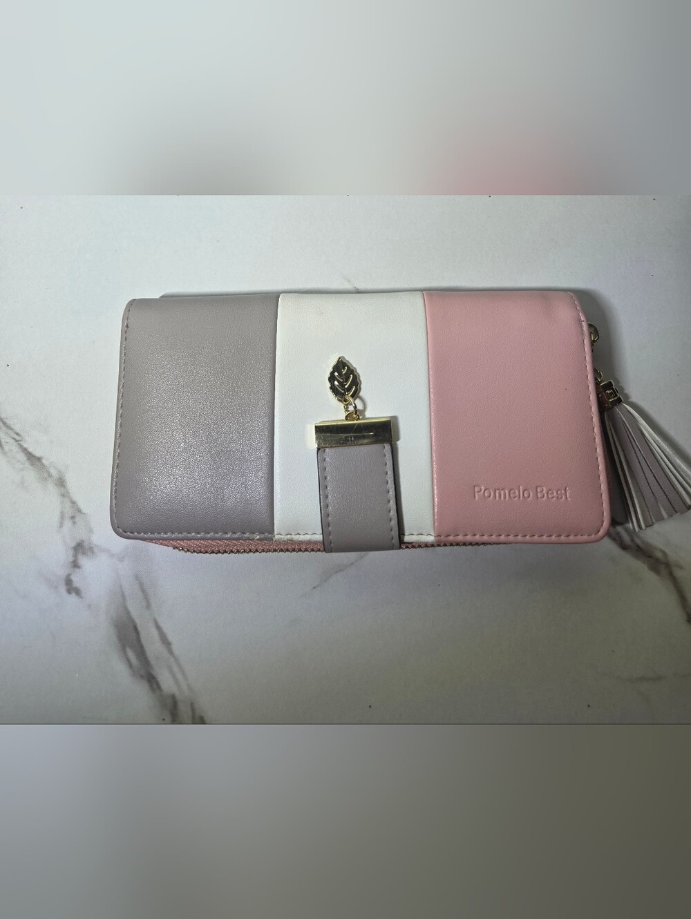 Pomelo Women’s Tri-Color Wallet - Pink, White & Gray